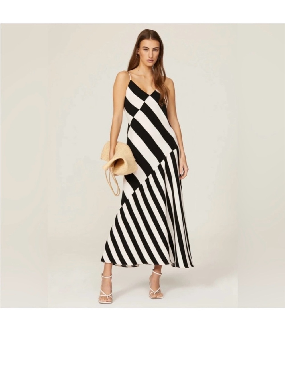 Saunders Black & White Striped Slip Maxi Dress
